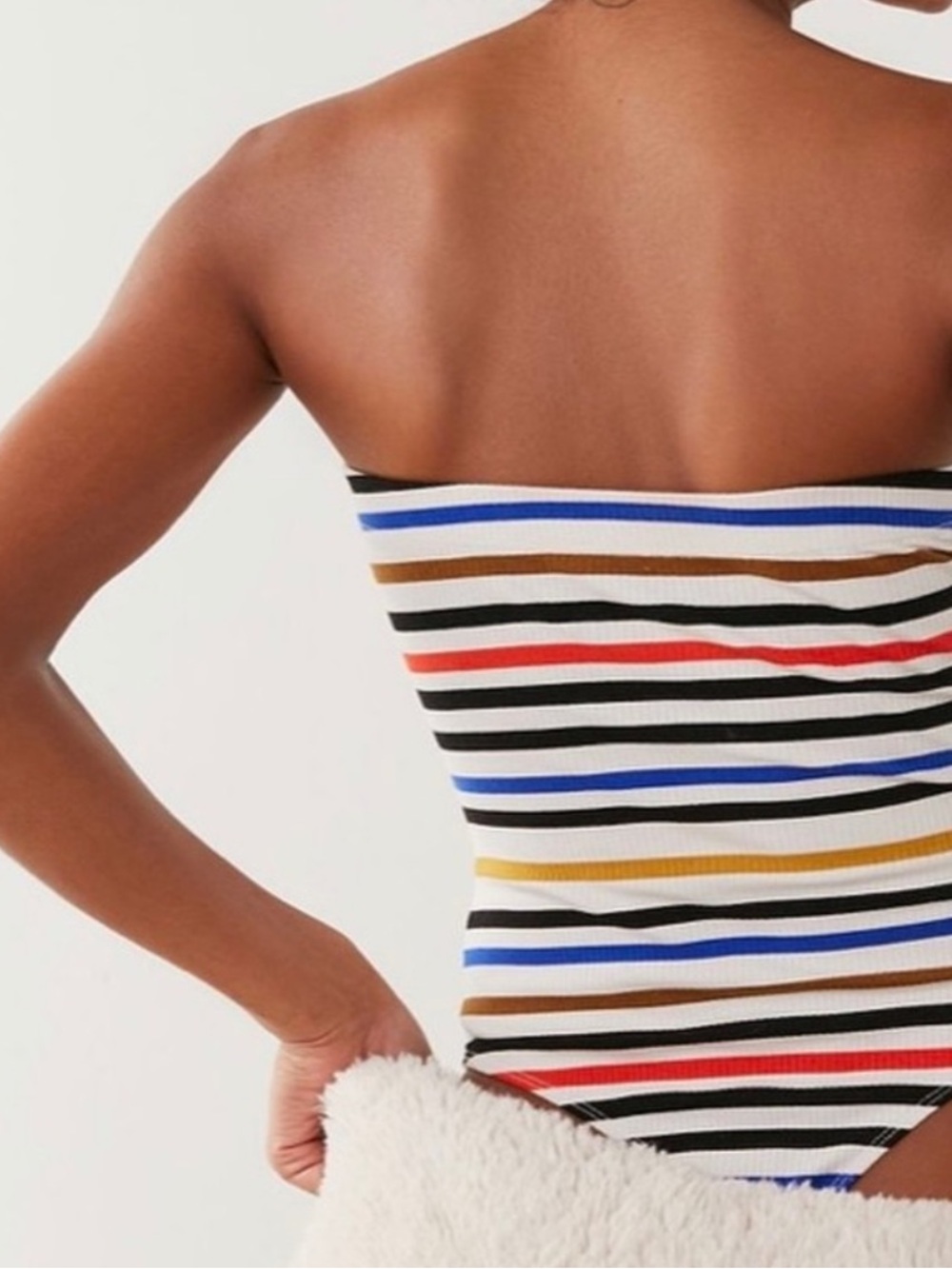 Urban Outfitters Striped Ribbed Strapless Bodysuit - Picture 2 of 6